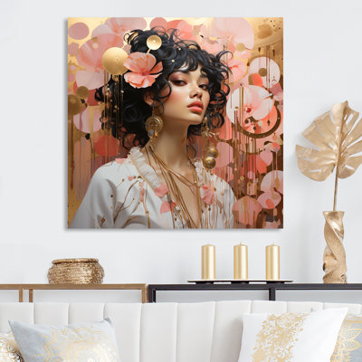 Rose et or glamour femme reine III - art mural en métal glamour femme