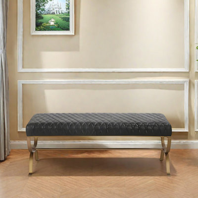Banc avec repose-pieds en métal