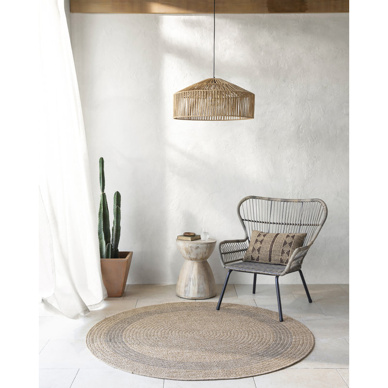 Stockett RoundBoho Jute-Look Beige Brown Area Rug, Round 160cm