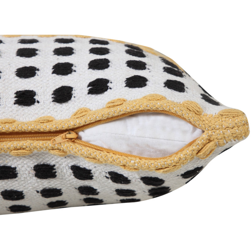 Cotton Reversible Throw Pillow, Pillow Cover Only - No Insert, Black/ Yellow Striped 2