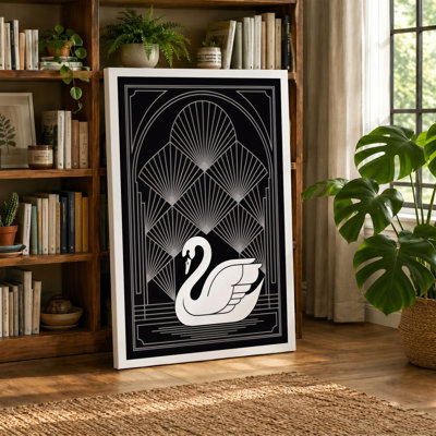 Swan in Geometry Art Deco - Wrapped Canvas