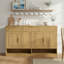 Buffet de style champêtre de 150 cm (59,1 po), tablette réglable et rangement ouvert, console de salle à manger, salon, entrée-845186535