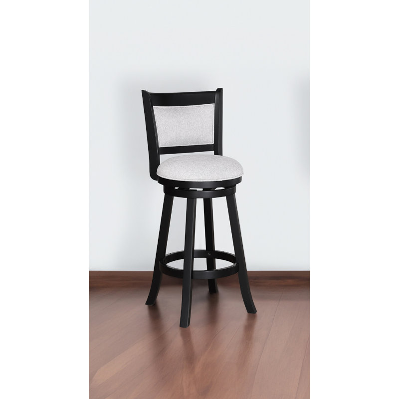 Tabouret pivotant à hauteur de comptoir 2 pièces, siège et repose-pieds rembourrés en tissu, structure de bar en bois avec chaise en bois