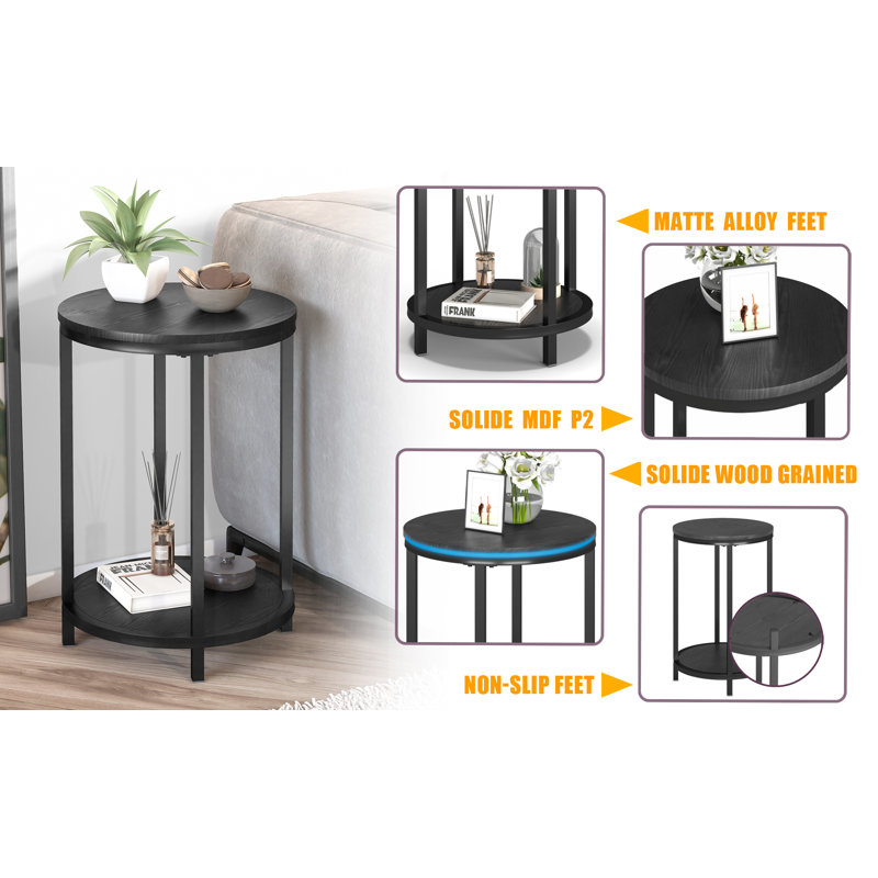 End Table Set, 23.62" H x 15.75" W x 15.75" D, Black