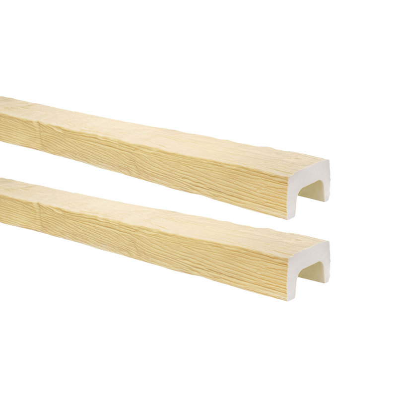 Faux Wood Beam 4 3/8"H x 153"W x 2 1/4" D U Shaped Ceiling Beam, Unfinished