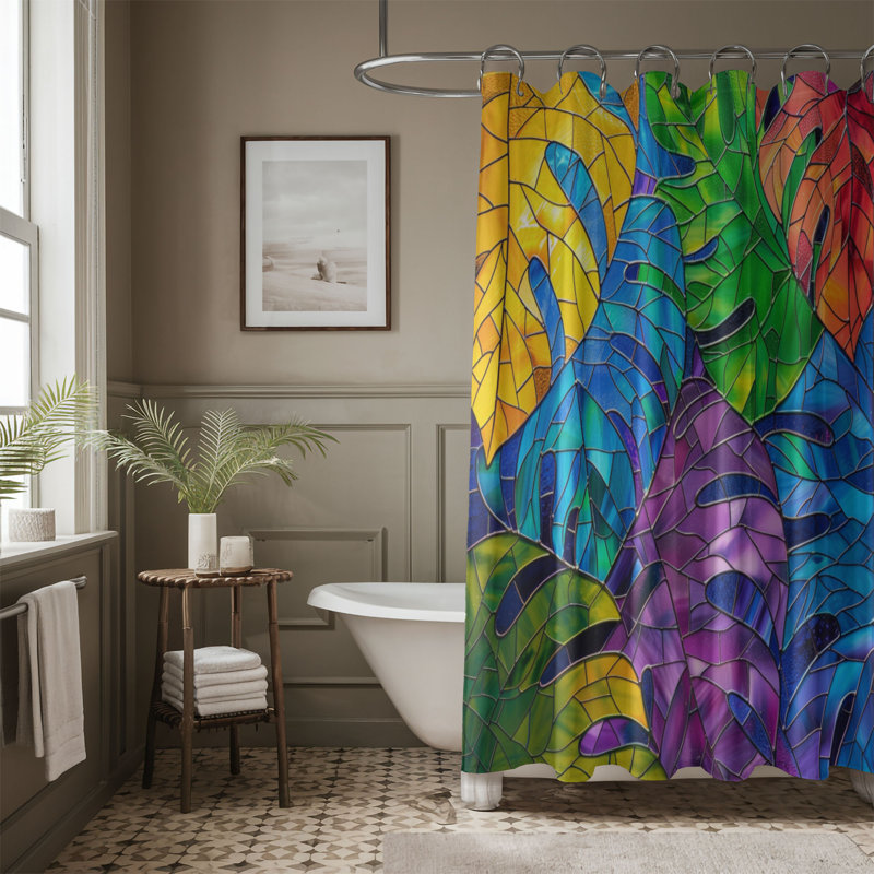 Rideau de douche 1 pièce Tropical, H 74 po x l 71 po