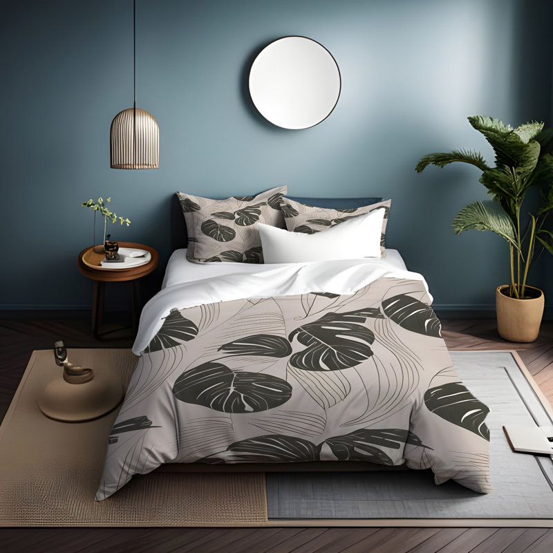 Polyester Floral Duvet Cover, King Duvet Cover + 2 King Shams