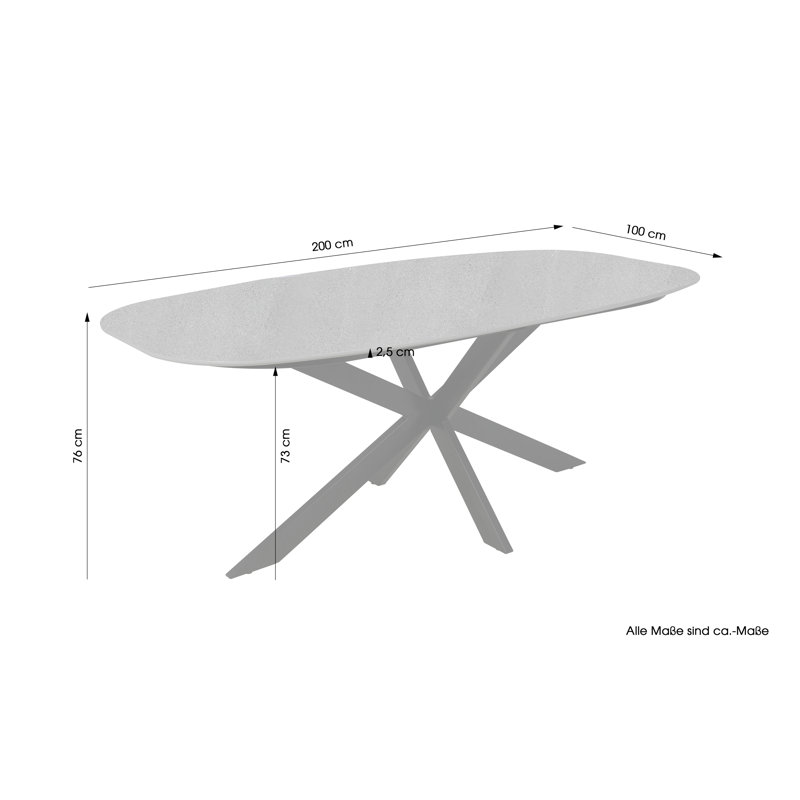 Ebensburg Oval Metal Base Dining Table