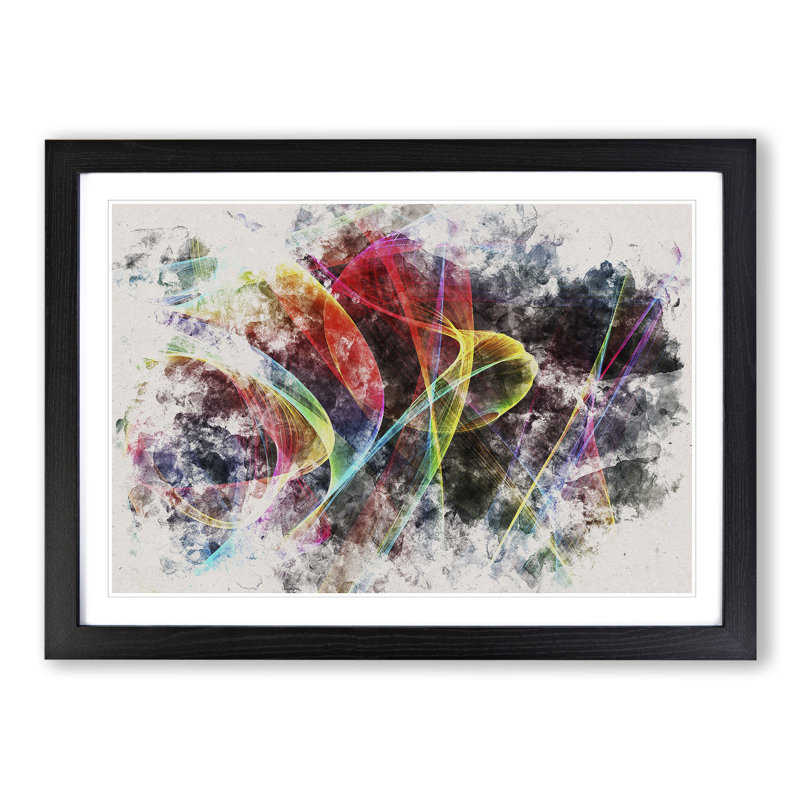 Rainbow Smoke Vol (2) - Picture Frame Painting, 48cm H x 65cm W x 2cm D, Black Framed