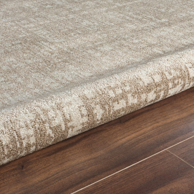 Machine Washable Frances Beige/Brown Rug, Rectangle 4' x 6'