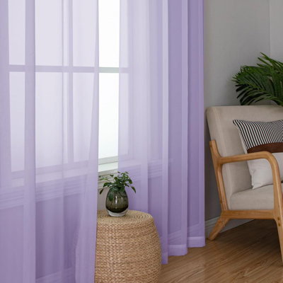 Sheer Curtains 2 Panels Set, Rod Pocket Curtain Sheers For Living Room/Bedroom, Light Filtering Voile Panels Drapes Small Window Treatments 2 Pcs Total Wide 84 Inches