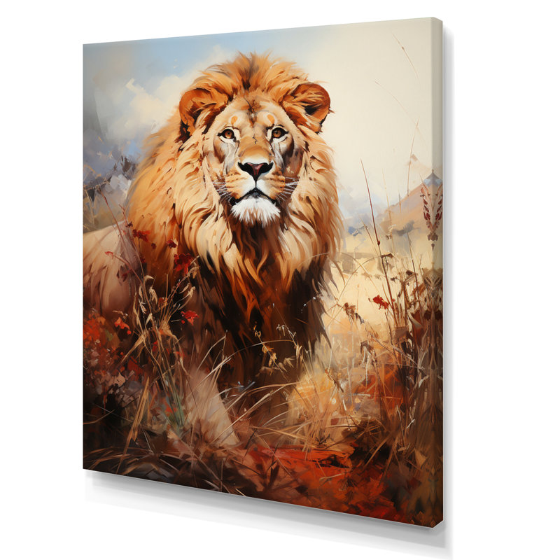 Lion en plein air I sur toile, H 32 po x l 16 po x P 1 po, Toile tendue