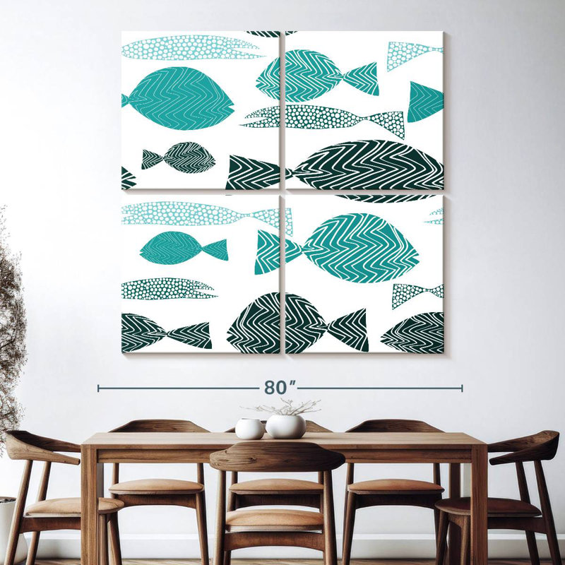 Brampt Abstract Fish School, 74" H x 74" W