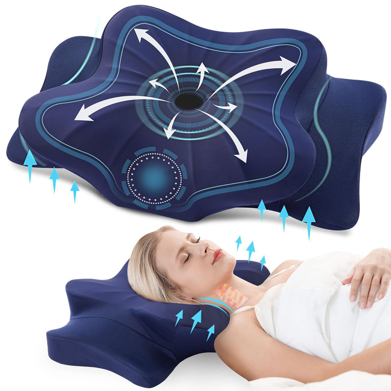 Cervical Pillow for Neck and Shoulder,Contour Memory Foam Pillow,Ergonomic Neck Support Pillow for Side Back Stomach Sleepers with Pillowcase