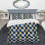 Ensemble de housse de couette moderne à imprimé vichy bleu et jaune VI-109155522