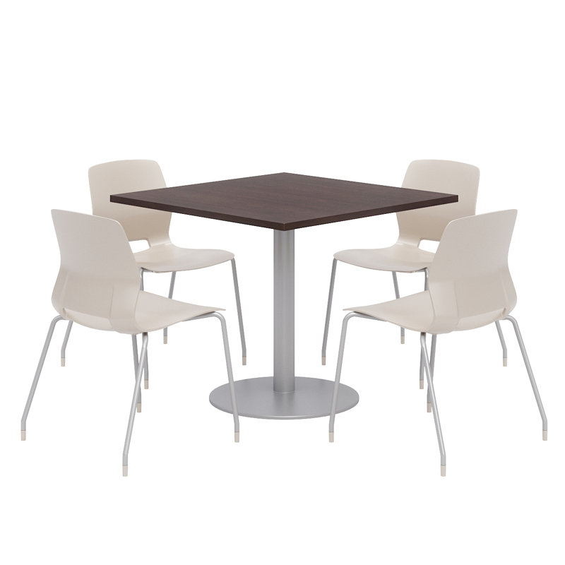 Ensemble de table carrée avec chaises, H 29 po x L 36 po x P 36 po, Blanc, Espresso