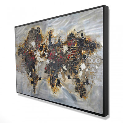 Texturized World Map With Typography Print On Canvas