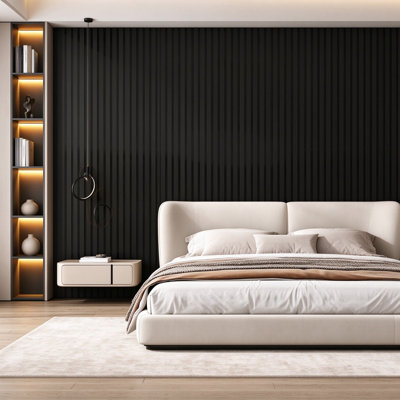 Black Peel and Stick 3D Foam Wall Panels, Self-Adhesive Metallic PVC 3D Wall Cladding, Decorative Wall Panels for Living Room, Bedroom & Kitchen
