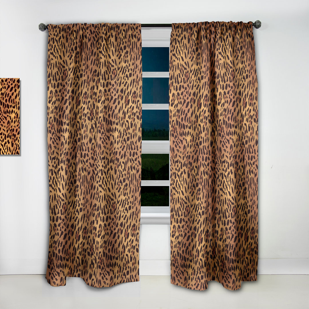 Leopard Fur Safari III - Abstract Mid-Century Modern Blackout Curtain Single Panel East Urban Home Size per 