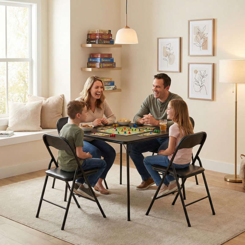 5PCS Foldable Dining Table and Chair Set