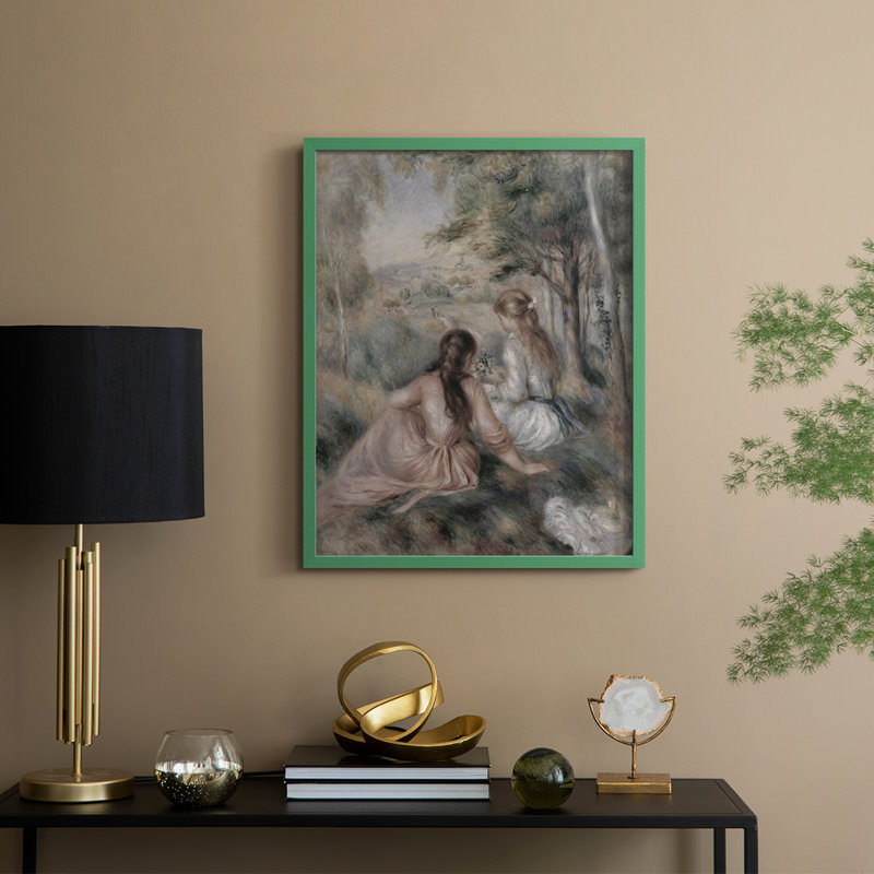 Reproduction encadrée vintage en bois massif XXXVIII, H 21 po x l 17 po, Vert