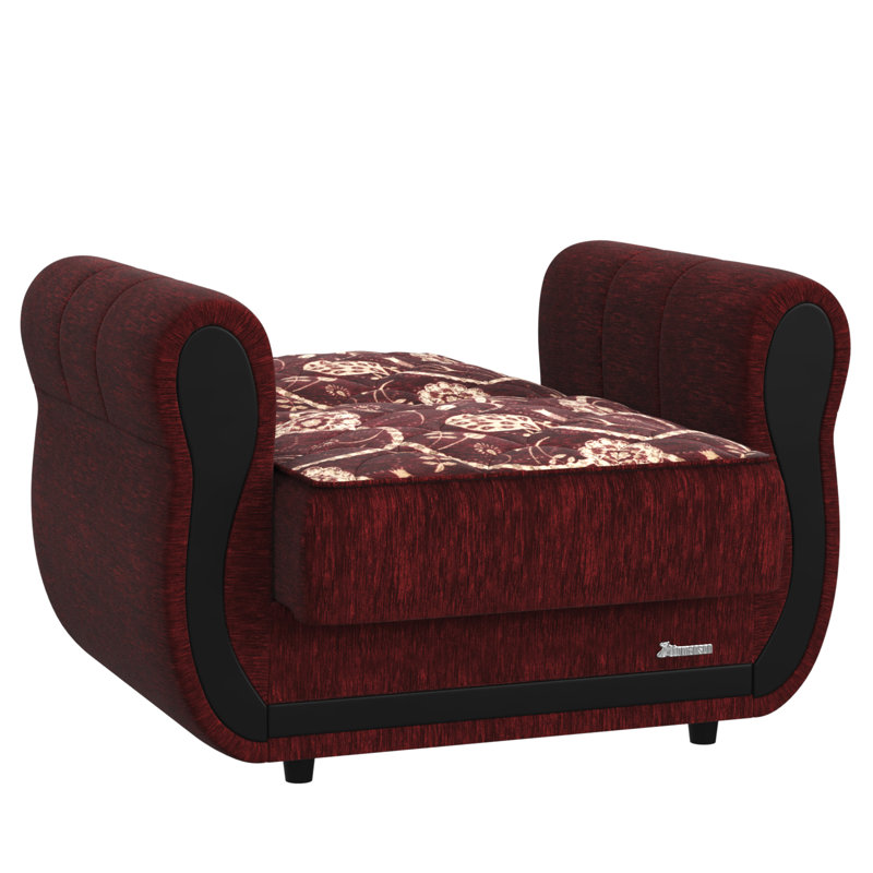 Fauteuil-lit rembourré convertible avec rangement, Chenille bourgogne