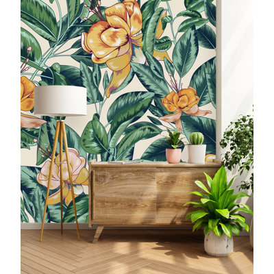 Adhésif mural floral texturé à peler et coller