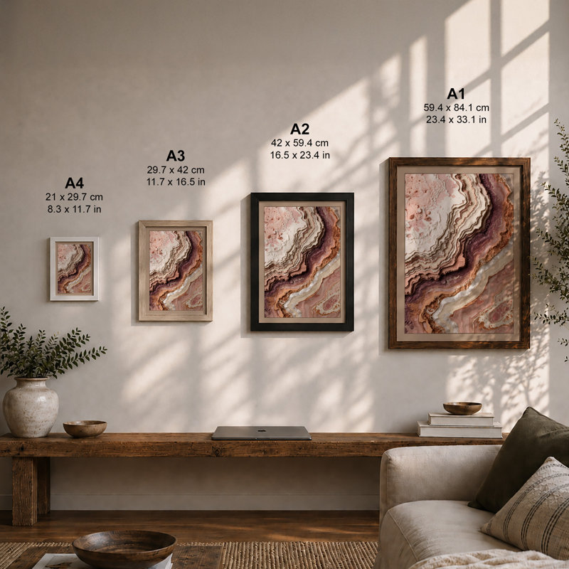 Mineral Strata Minimalist - Framed Print, A1 - 84.1 x 59.4 cm, Walnut