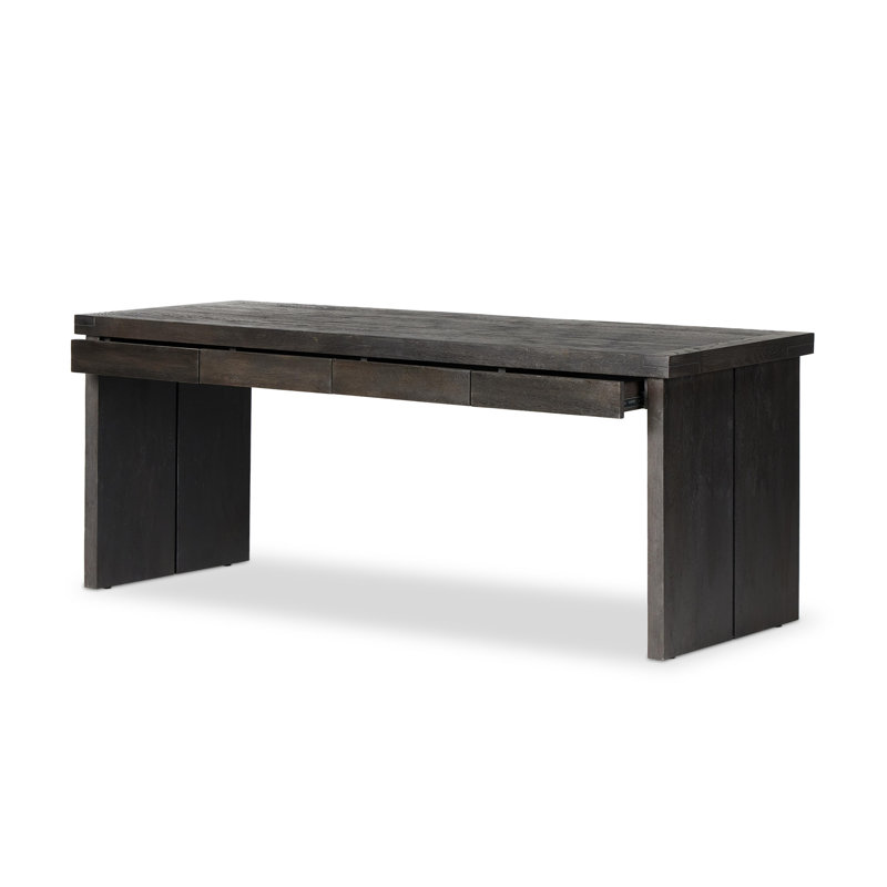 WARBY Solid Wood Writing Desk, Worn Black