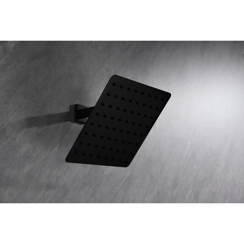 High Rain Shower Head - Ultra-thin 304 Stainless Steel Waterfall Showerhead With Self Nozzles For Full Body Coverage, Matte Black Nozzles, Black, Distinctive