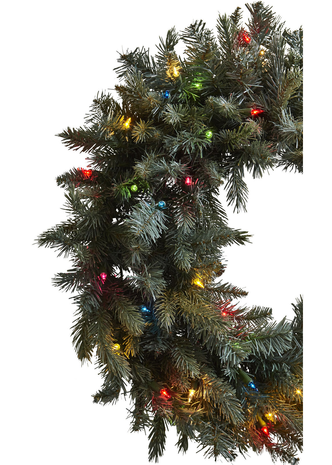30'' Faux Pine Lighted Plastic Wreath