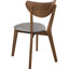 Salle à manger grise et noyer naturel 6 avec un design de style Mid-Century, feuille papillon, lignes épurées pour les grands rassemblements, chaises à plateforme rétro «x», extension, forme rectangulaire, une chambre bien équipée