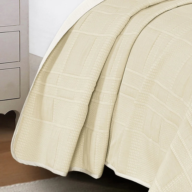 Ensemble de couvre-lit 3 pièces beige, Courtepointe pour lit grand + deux taies décorati