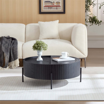 Table basse ronde avec rangement, table d'appoint moderne pour la chambre à coucher, le salon et le bureau, conception peu encombrante