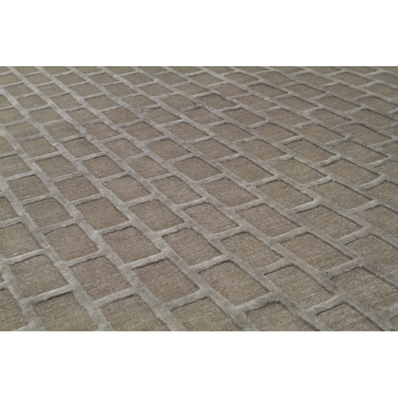 Cotton Geometric Area Rug in Brown