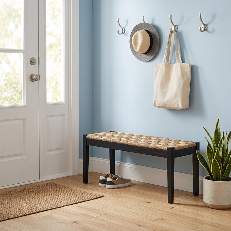 Millstone Solid Wood and Natural Seagrass Bench