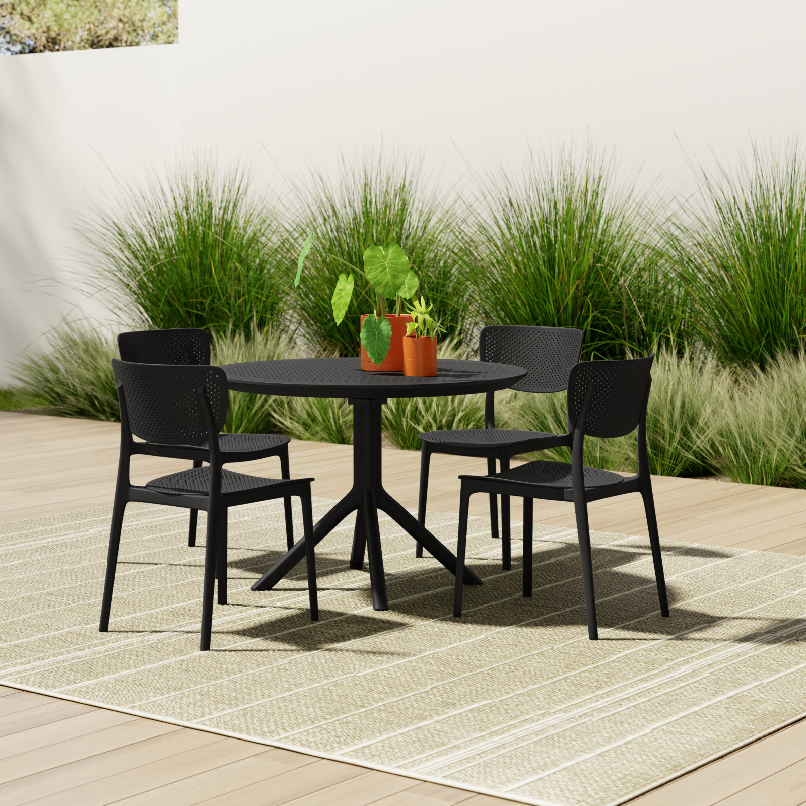 Farrah 41" Patio Dining Set, Black