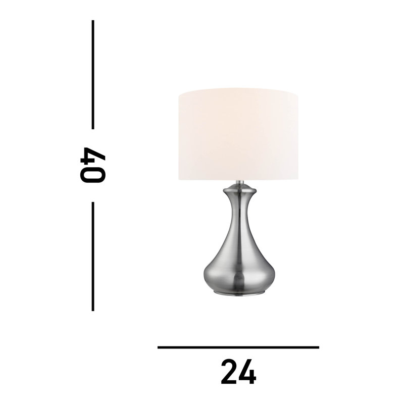Fraizer Metal Table Lamp, Satin Silver Base/White Shade