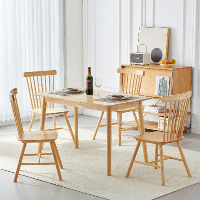 5-piece Wood Dining Table Set, Farmhouse Kitchen Table Chairs Set Of 4, 100% Natural Solid Wood Material, Fsc-certified