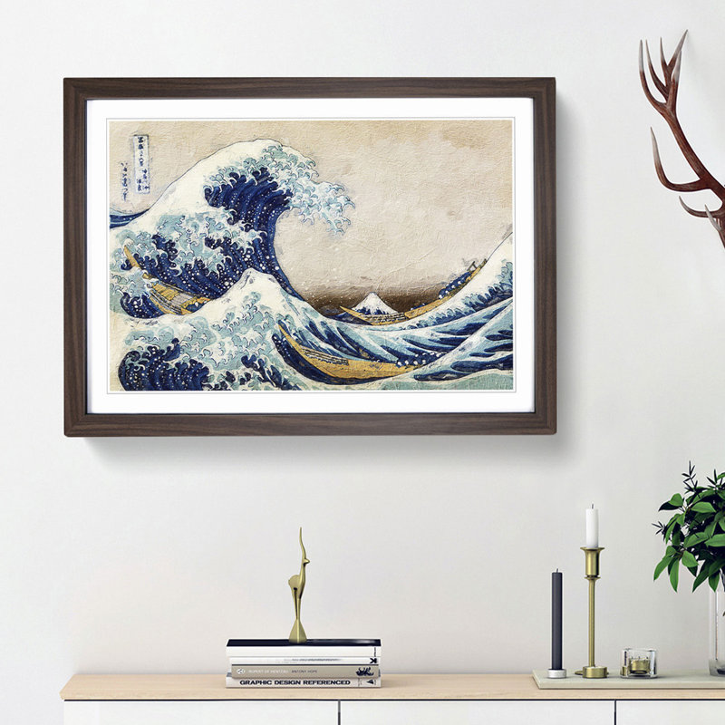 A Great Wave of Kanagawa by Katsushika Hokusai - Framed Print, 36cm H x 48cm W x 2cm D, Walnut Framed