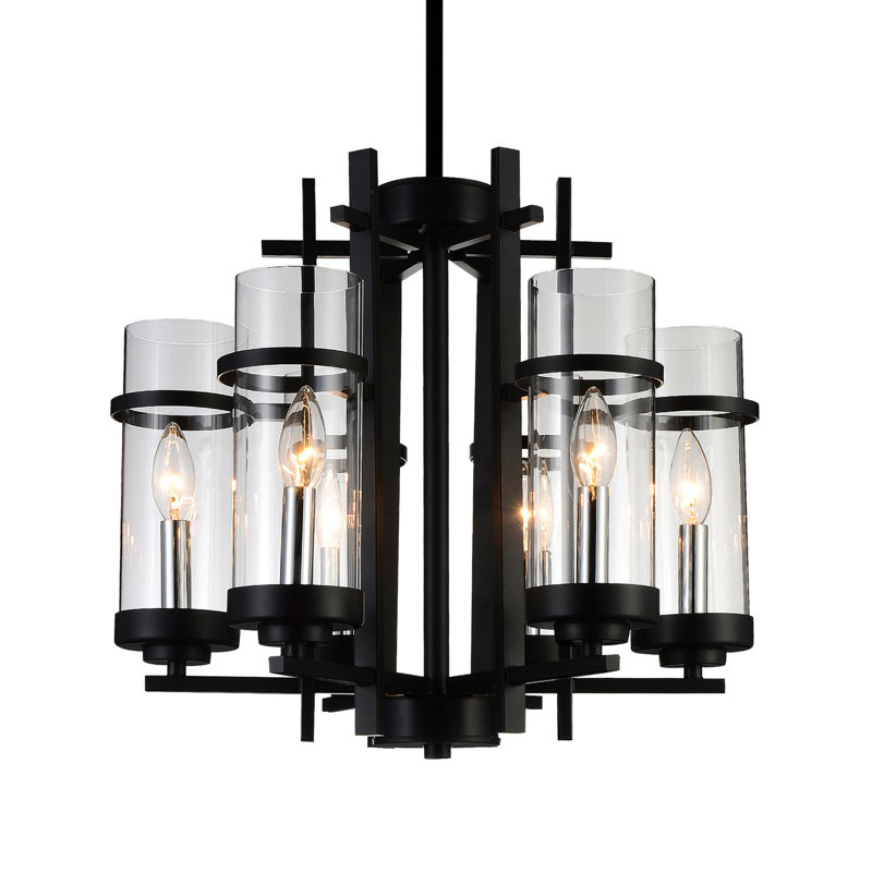 Maren 6 Light Black Chandelier, 18-Inch Modern Ceiling Light Fixture for Dining Room or Kitchen, 89" H x 18" W x 18" D