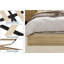 Structure de lit plateforme double en bois pleine grandeur minimaliste, lit sur pied sans tête de lit avec support en lattes de bois robuste, aucun sommier requis, assemblage facile pour le décor de la chambre à coucher, bois brun clair doré
