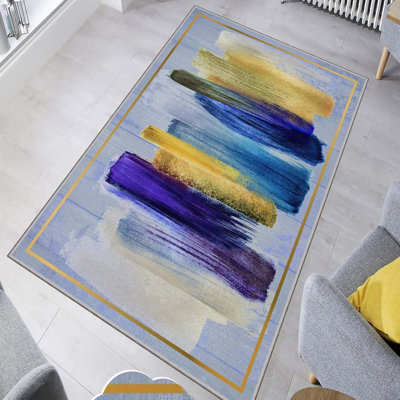 Premium 3D Printed Area Rug, 5.2 x 7.5 Feet, 100% Polyester, 650 g/m² | Antibacterial, Non-Slip PVC Dot Underside, Machine Washable | Ideal for Living Room, Bedroom & Home Decor, Soft Pile Height: 0.3 Inches
