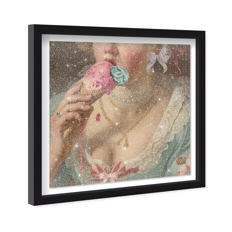 Marie Ice Cream Canvas Food & Beverages Print by Oliver Gal, 25.5"H x 25.5"W, Natural Oak Frame