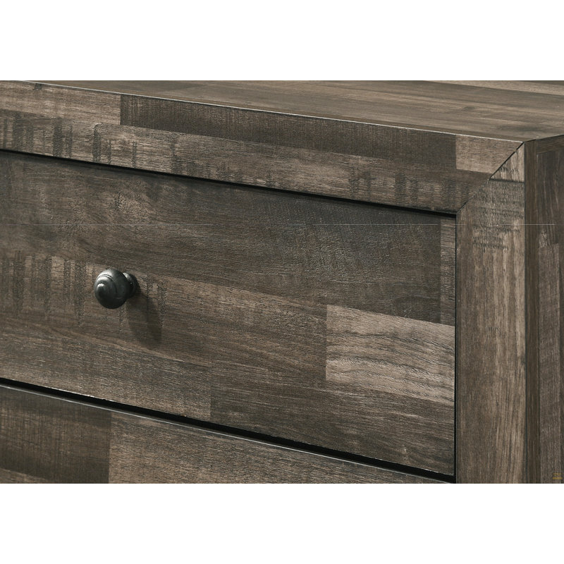 1Pc Rustic Two Drawers Storage Nightstand Brown Gray Finish Wooden Bedroom Furniture, Gray/Brown