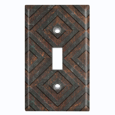 Couvercle de plaque d'interrupteur en métal; Bascule de taille standard 1 US - image imprimée d'un motif géométrique industriel
