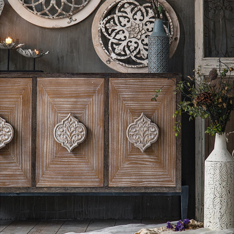 Black Solid Wood Sideboard