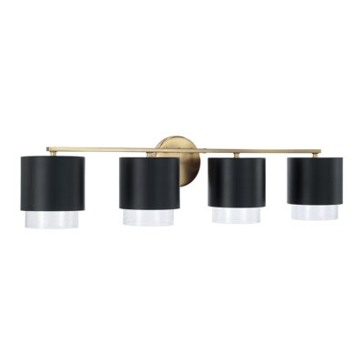 Meuble-lavabo cylindrique en métal 4 lumières l 33,50 po x H 8,25 po