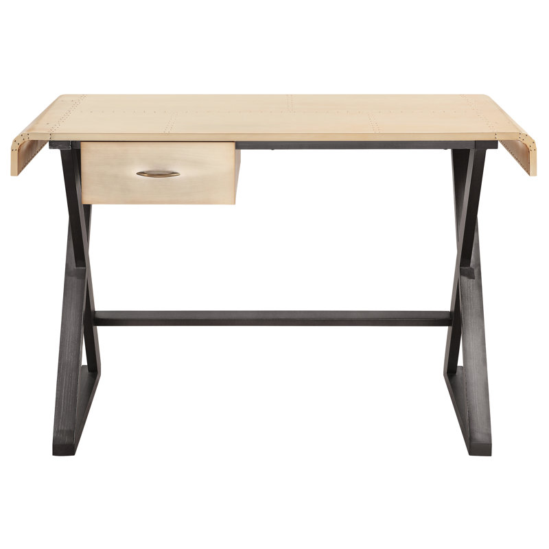 Bureau de travail élégant en aluminium doré avec composants en métal stables