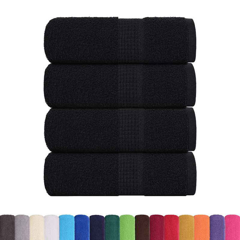 Sawiki 100% Cotton Bath Towels, Black, Hand Towel - 4 Pack